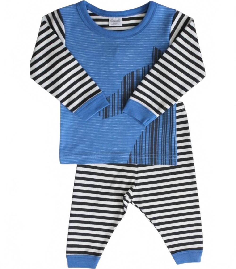 NEW COCCOLI kids 2-piece zebra stripe pj set in blue
